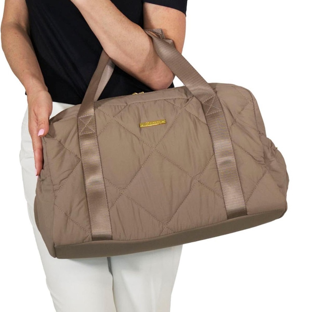 Joy Collection Quilted Duffle & Belt Bag Set w/Antimicrobial Lining - sand